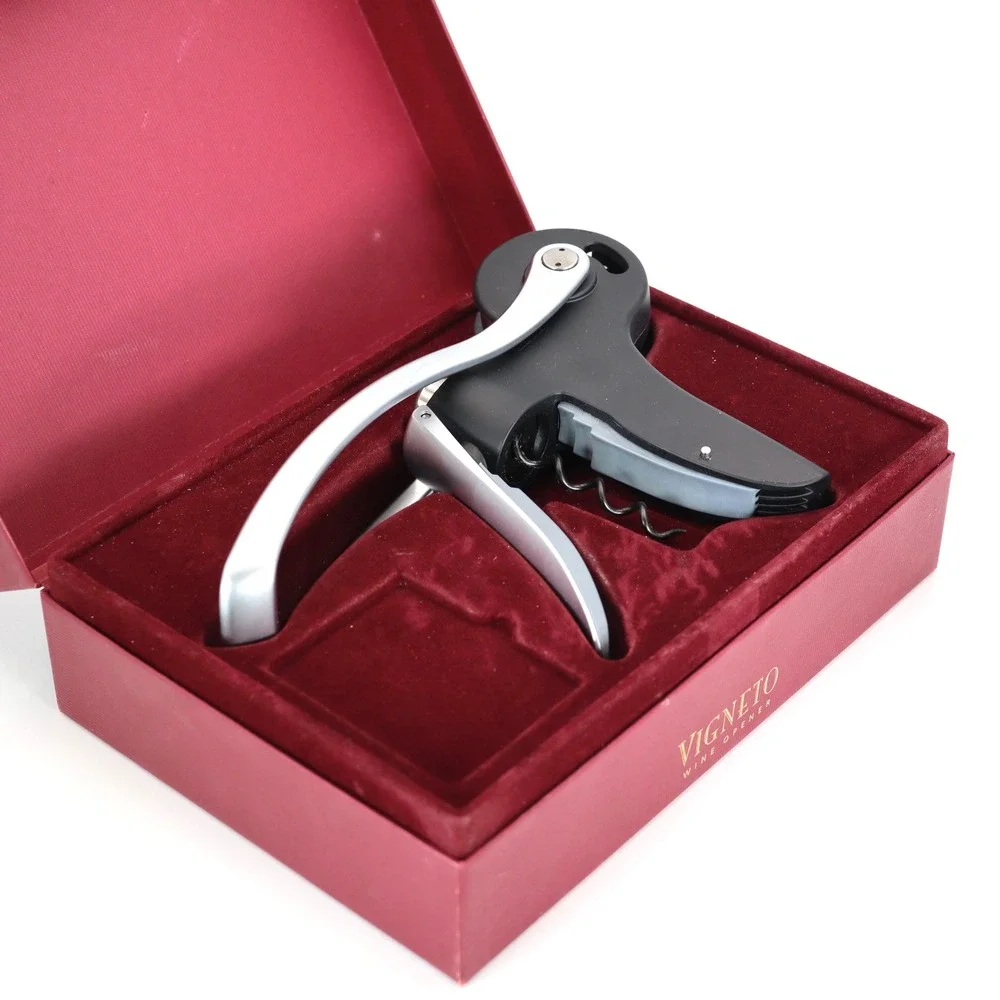 Williams-Sonoma Vigneto Wine Opener Black Silver Lever Style Barware